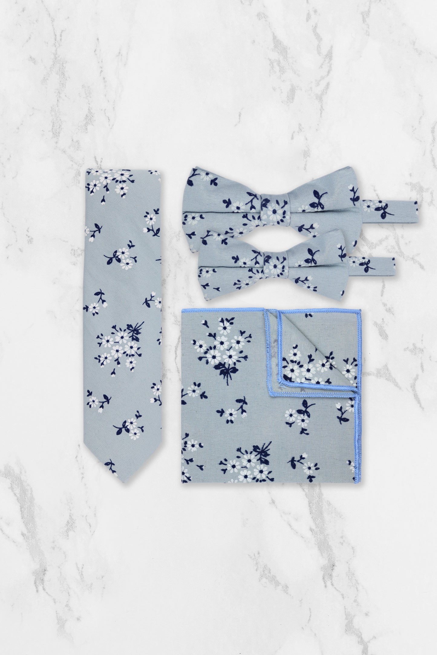 100% Cotton Floral Print Child Bow Tie - Blue & Navy