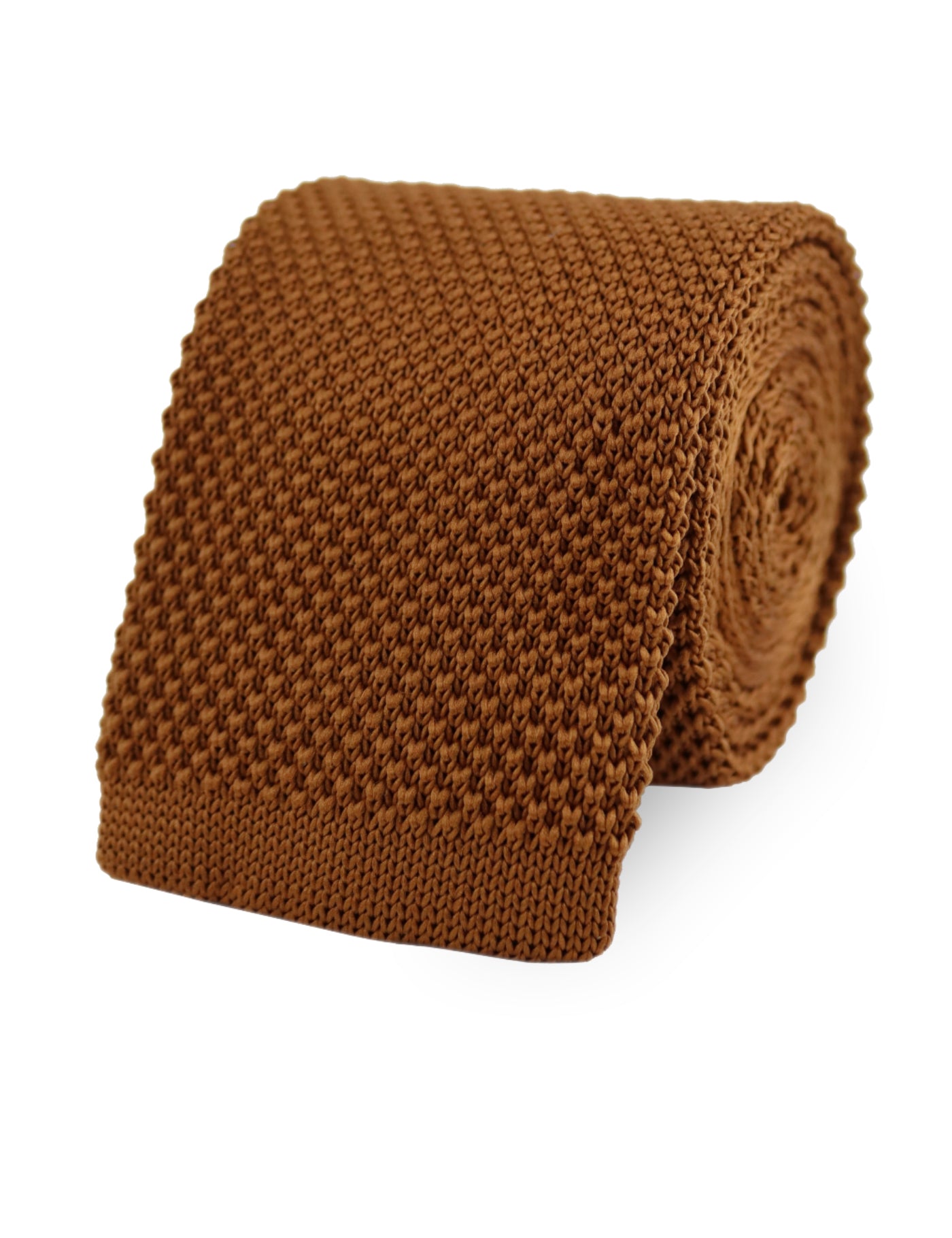 100% Polyester Diamond End Knitted Tie - Caramel Brown