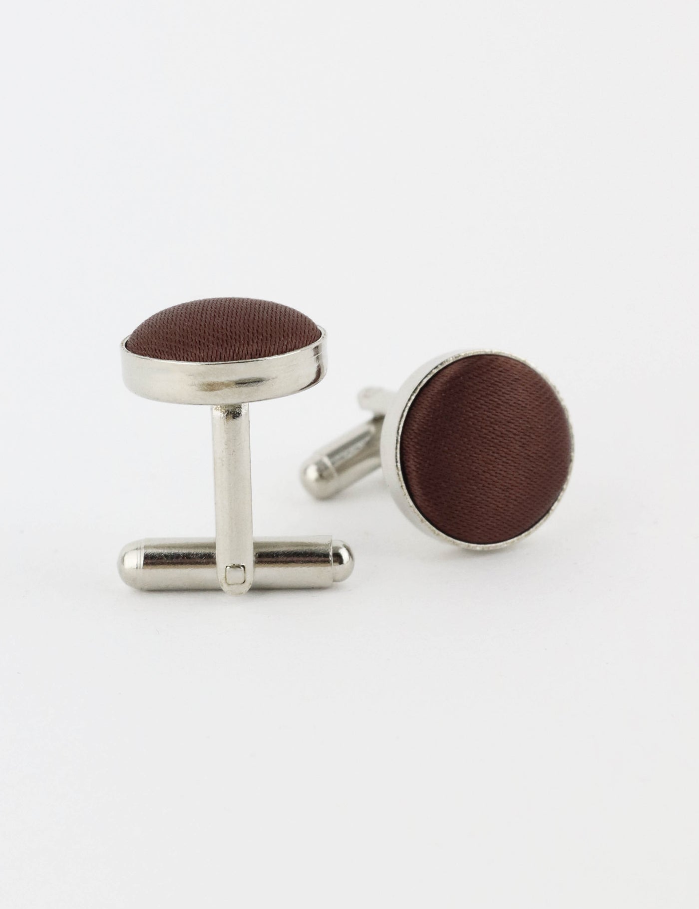 Woven Fabric Faced Cufflinks - Burgundy Red