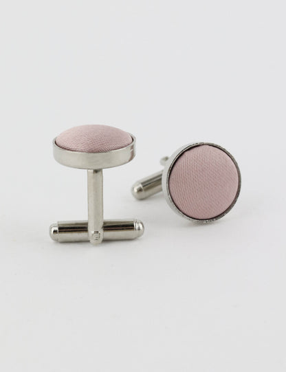 Woven Fabric Faced Cufflinks - Burgundy Red