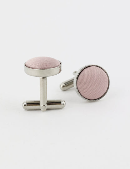 Woven Fabric Faced Cufflinks - Burgundy Red