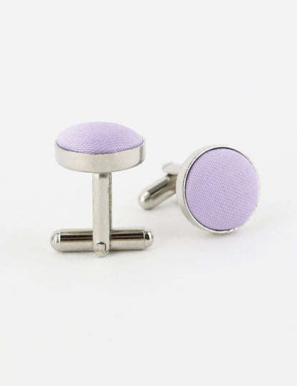 Woven Fabric Faced Cufflinks - Burgundy Red