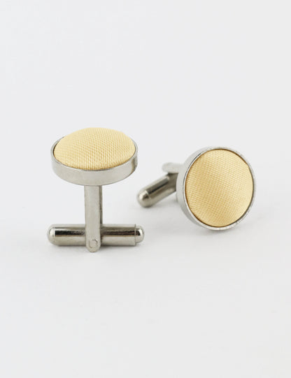 Woven Fabric Faced Cufflinks - Burgundy Red