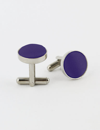 Woven Fabric Faced Cufflinks - Burgundy Red
