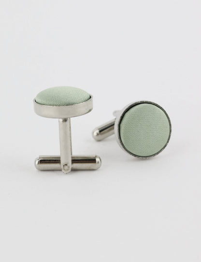 Woven Fabric Faced Cufflinks - Burgundy Red