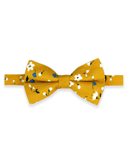 100% Cotton Floral Print Tie - Yellow & Blue